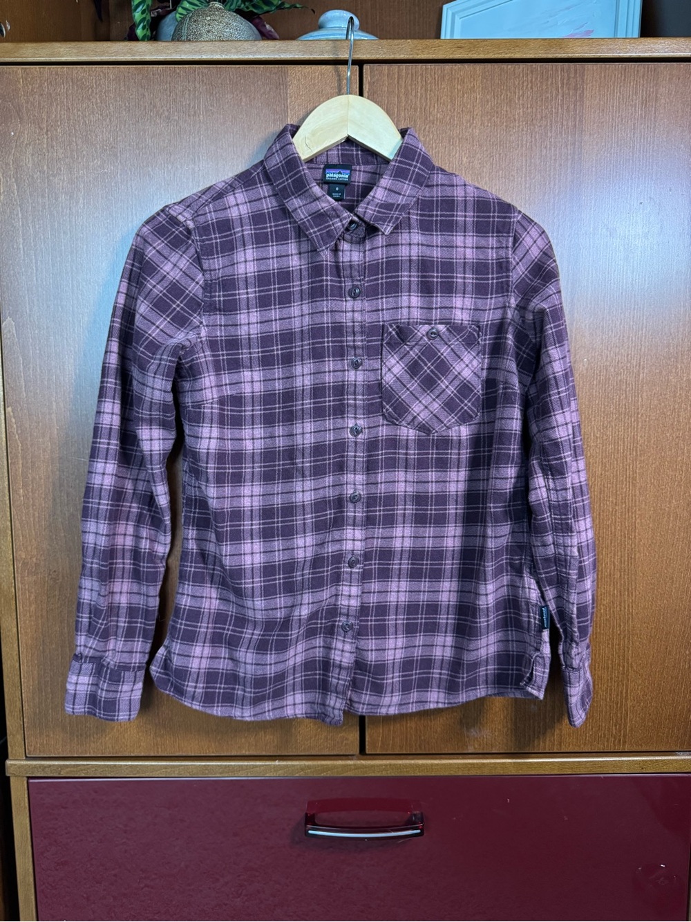 Patagonia Long-Sleeve Purple-burgundy Plaid Flannel Shirt